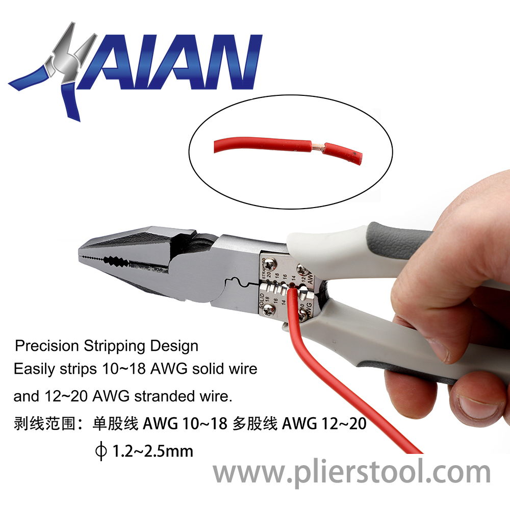 Multi-use Linesman's Pliers' Stripping Function